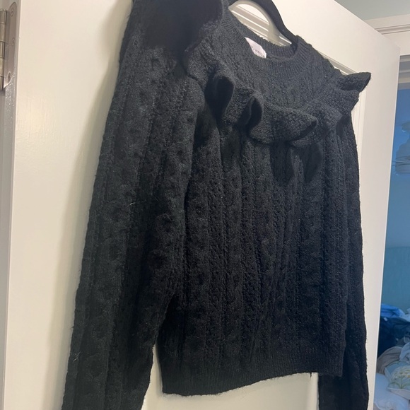 Lost + Wander Black Ruffle Sweater - Picture 4 of 4